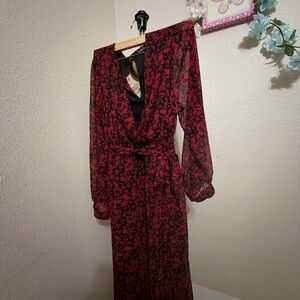 Torrid Red and Black Long Sleeve Dress